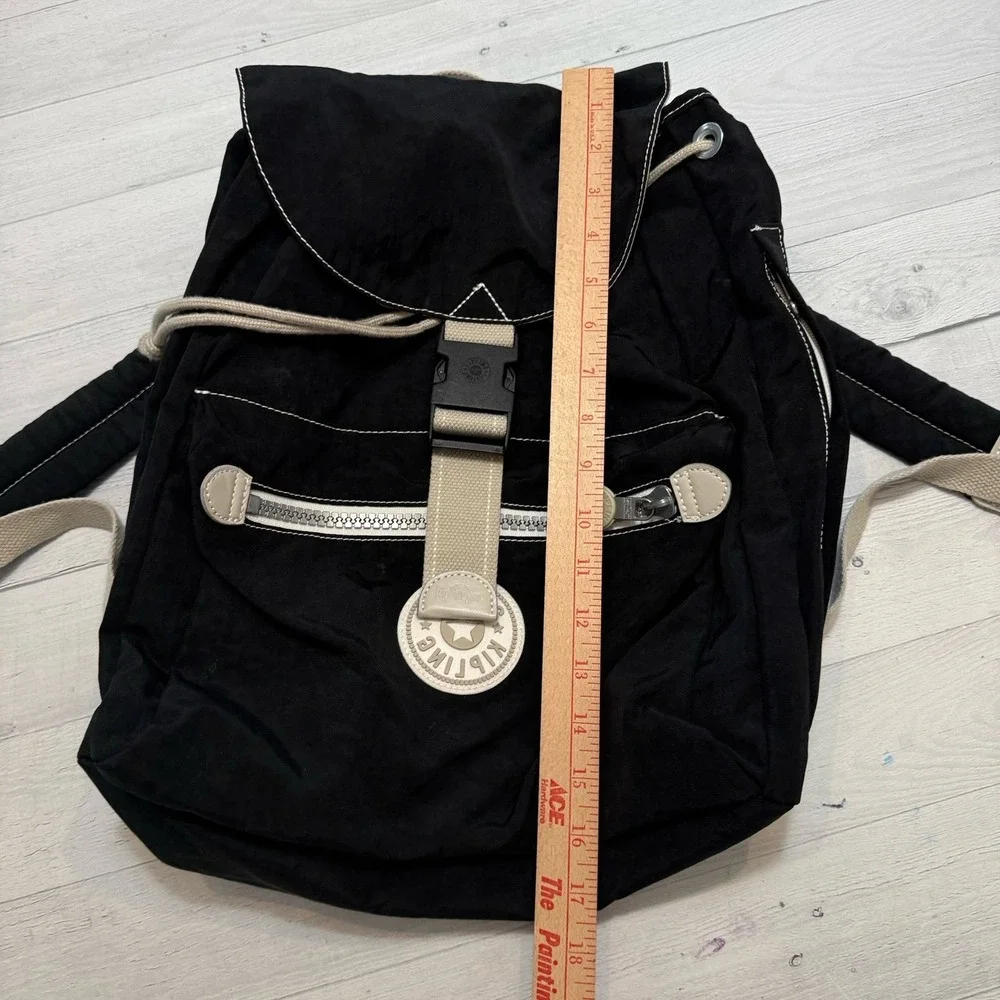 Kipling‎ black buckle drawstring nylon backpack